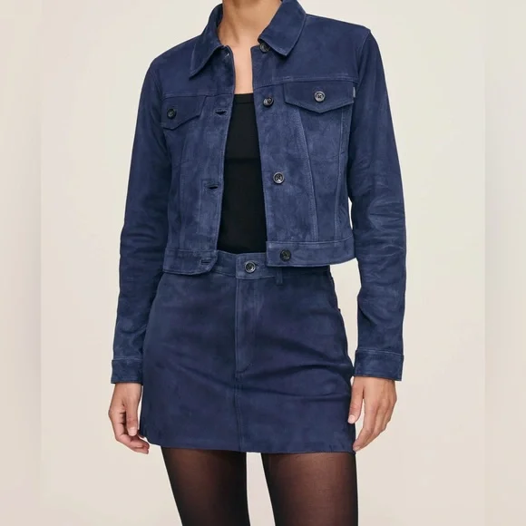 DL1961 Deep Blue Jean Jacket & Skirt Set - Picture 1 of 4
